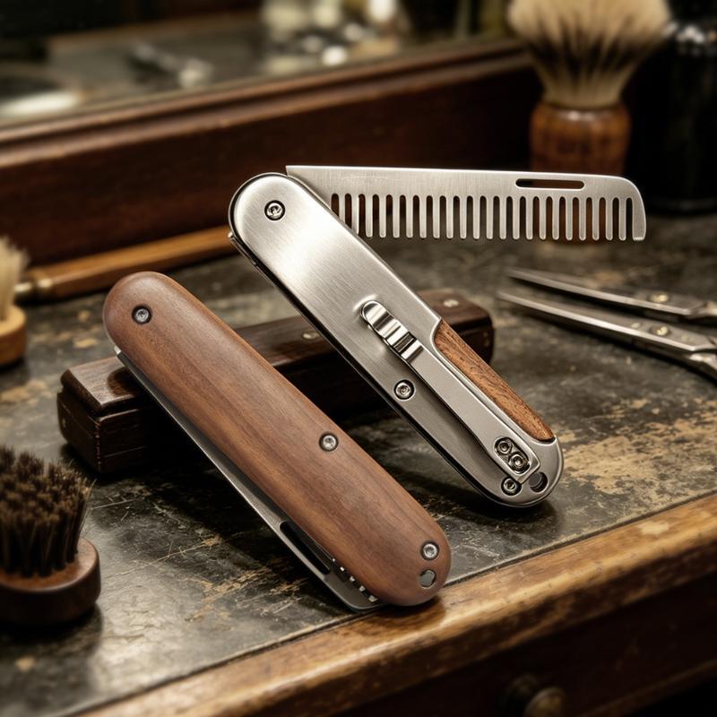 Mens Grooming Travel Kit - 1Pcs Barber-Grade Travel Hair Mustache Comb