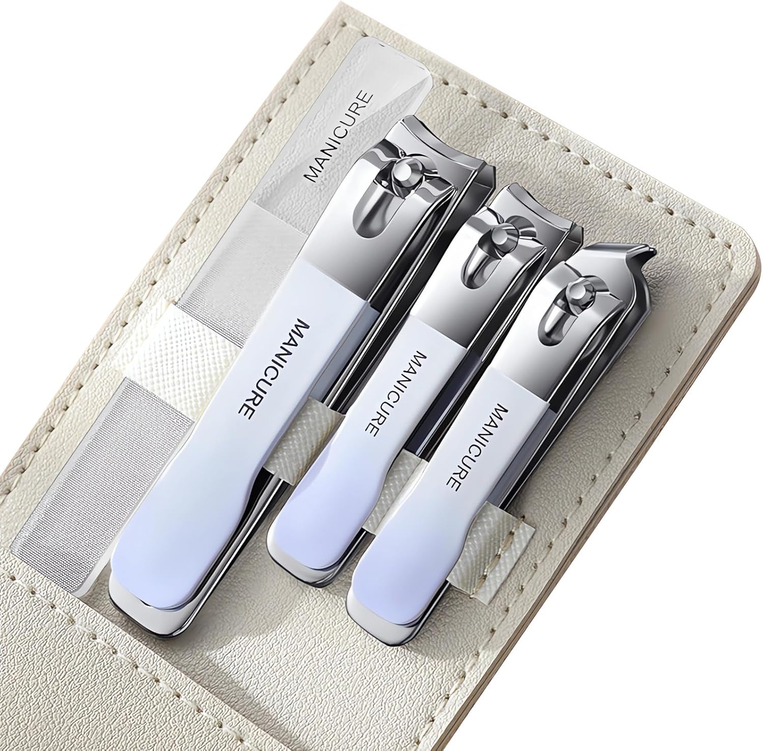 Mens Grooming Travel Kit - 4 Pcs Manicure Set Stainless Steel