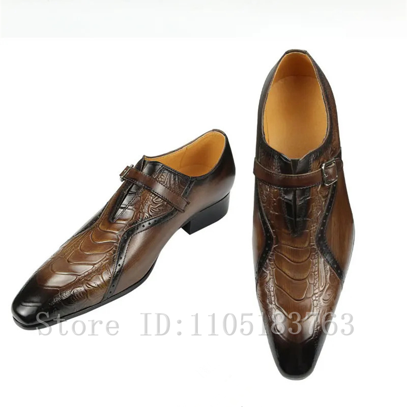 Men'S Grooming Oxford - Luxury Men's Brown Black Handmade Genuine