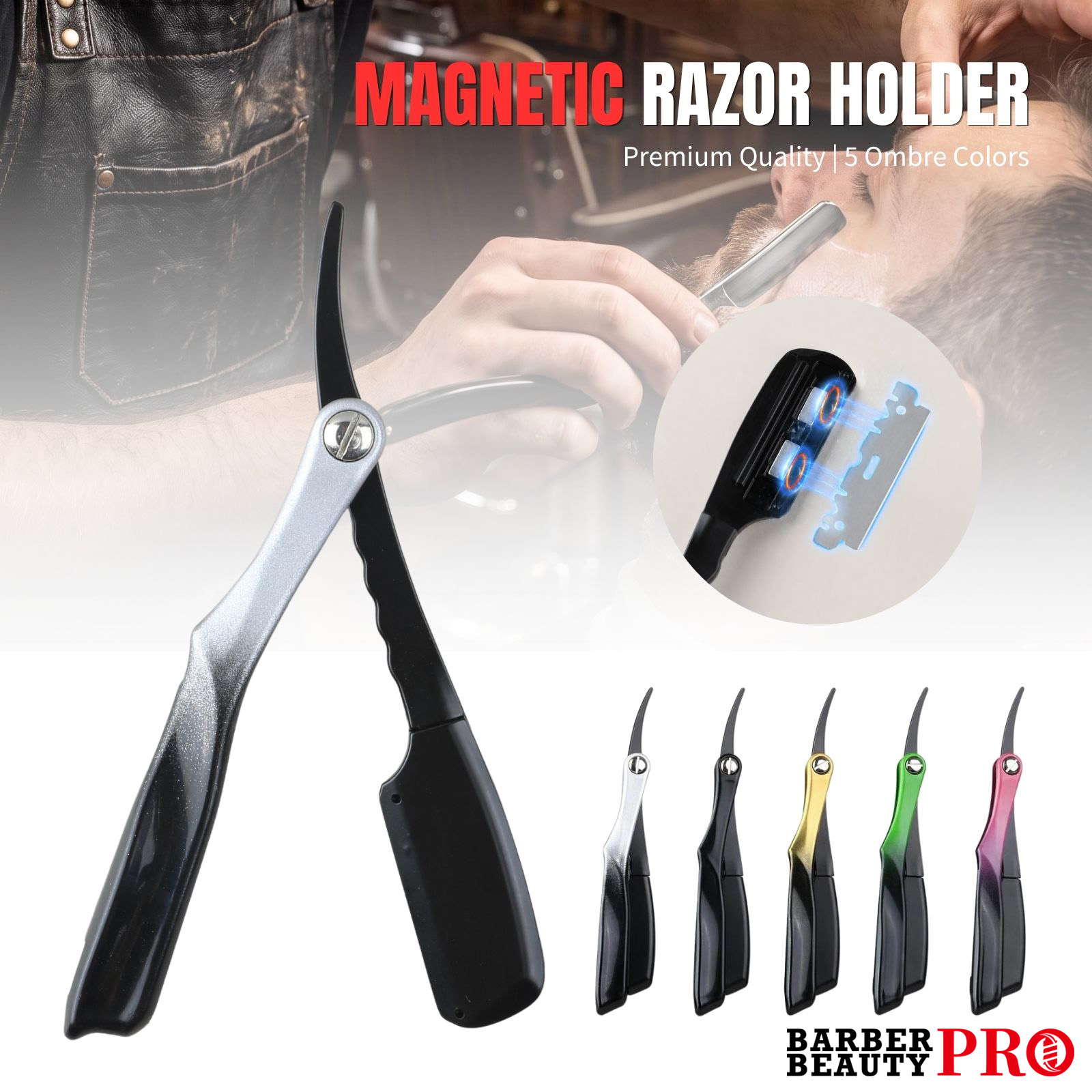 Men'S Grooming Barbershop - Magnetic Folding Straight Razor Holder Anti‑Slip