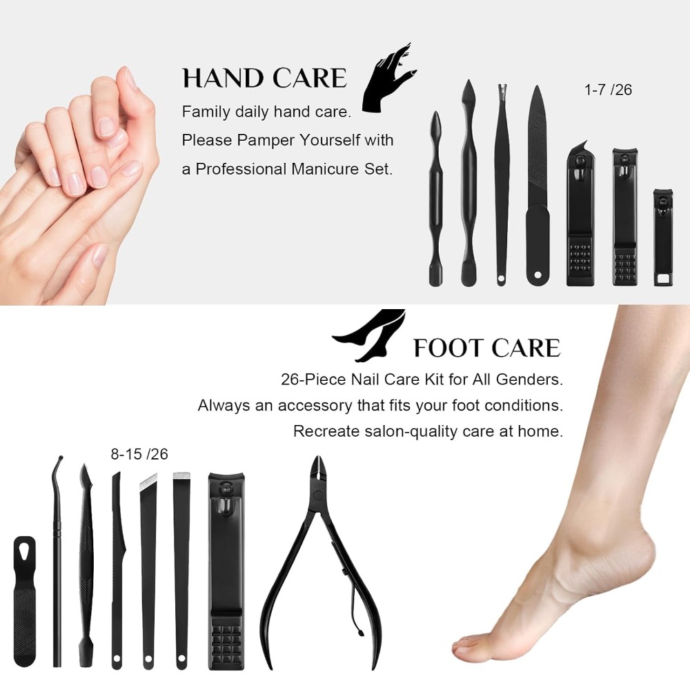 26Pcs Manicure Nail Clipper Se - огляд і ціна Mens Grooming Kit Case