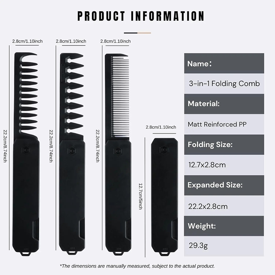 3 In 1 Travel Hair Brush, Fold - огляд і ціна Comb Fine Tooth