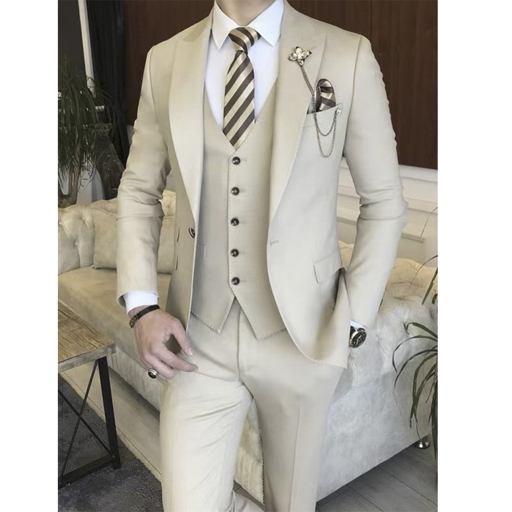 Beige Full Men Suit Set Weddin - огляд і ціна Mens Grooming Brand